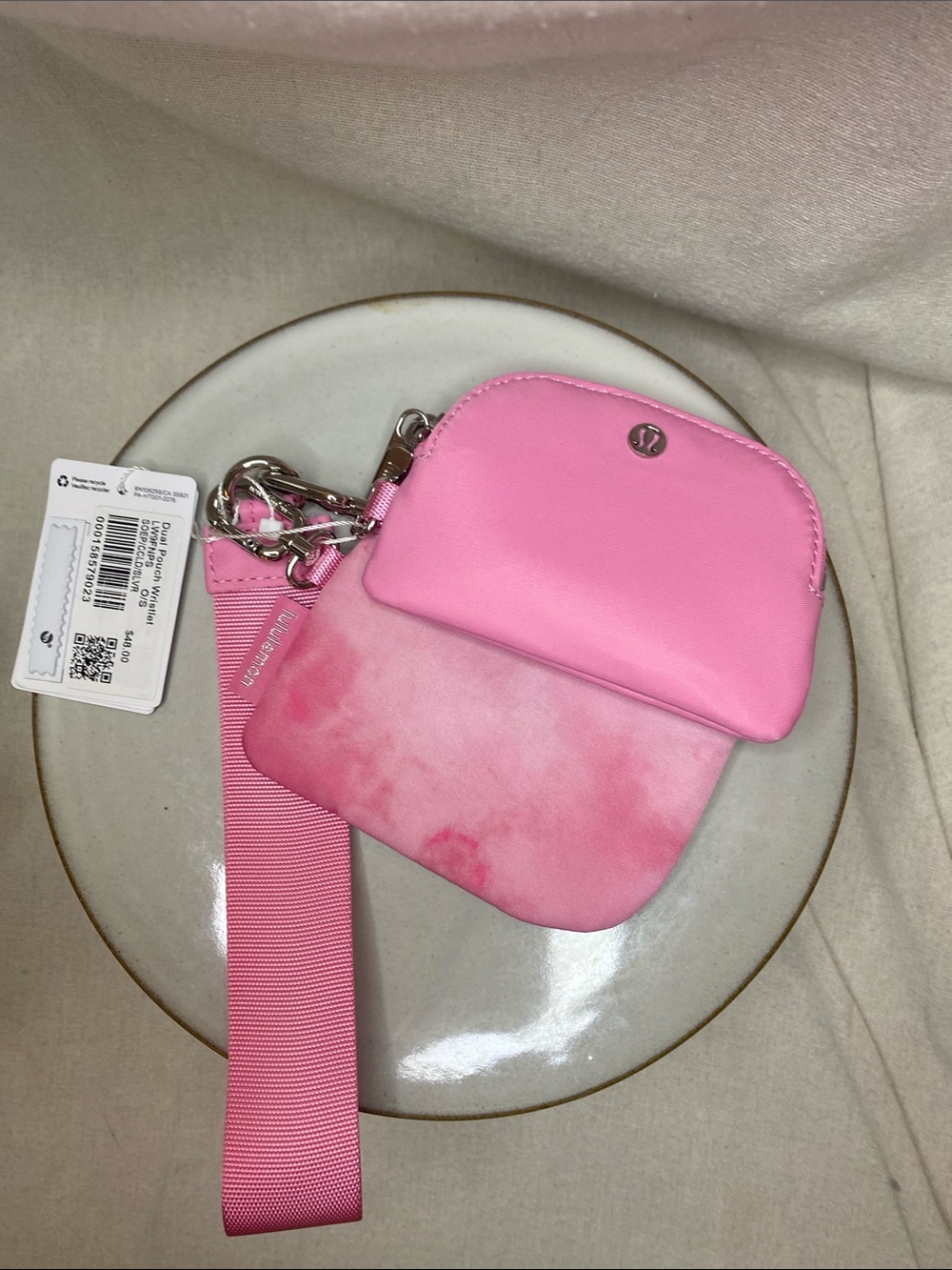 Lululemon athletica Pink Duo Coin Pouch with Matching Strap- Dual Pouch Wristlet